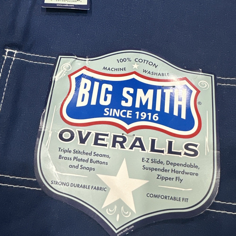 BIG SMITH Overalls Mens 64x30 Blue Denim Cotton Farm Work New - Picture 7 of 9
